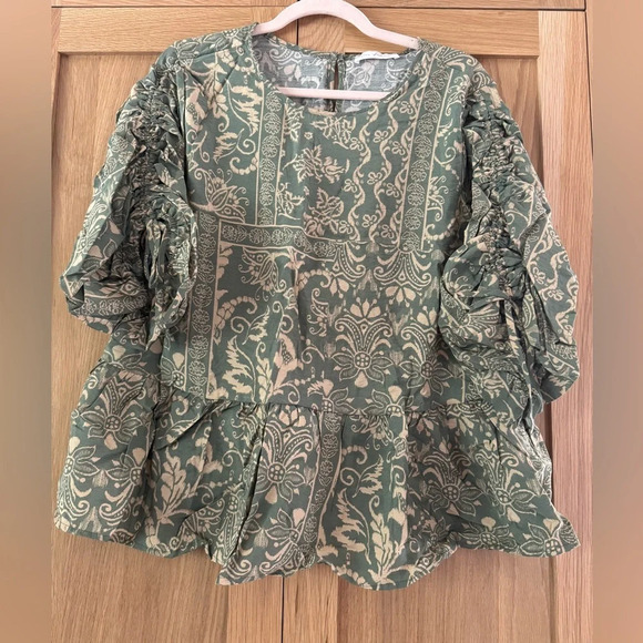 Ces Femme Olive Patterned Blouse - Picture 4 of 5